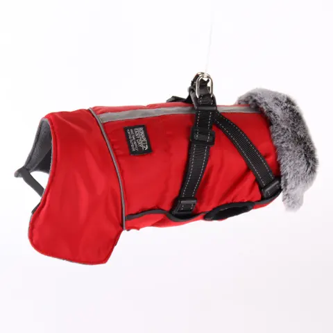 Pet Warm Fur Collar Cotton-padded JacketWaterproof Reflective Removable Chest