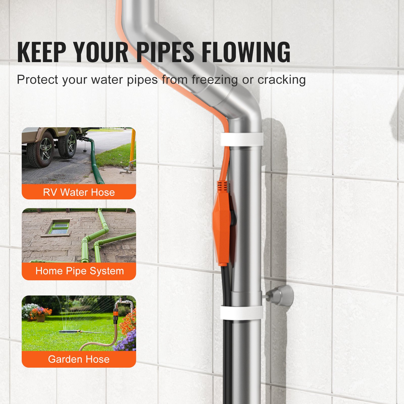Pipe Heating Cable 30FT 7W FT Heat Tape For Pipes With Built-in Thermostat image 3