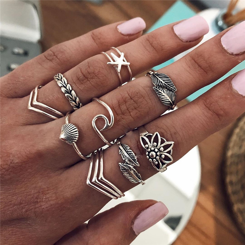 Fashion Flower Starfish Leaf Scallop Ring