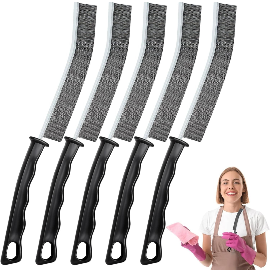 5-Piece Hard Bristle Crevice Cleaning Brush Set - Multifunctional Gap Scrub Brushes For Kitchen, Bathroom, Faucets & Window Tracks