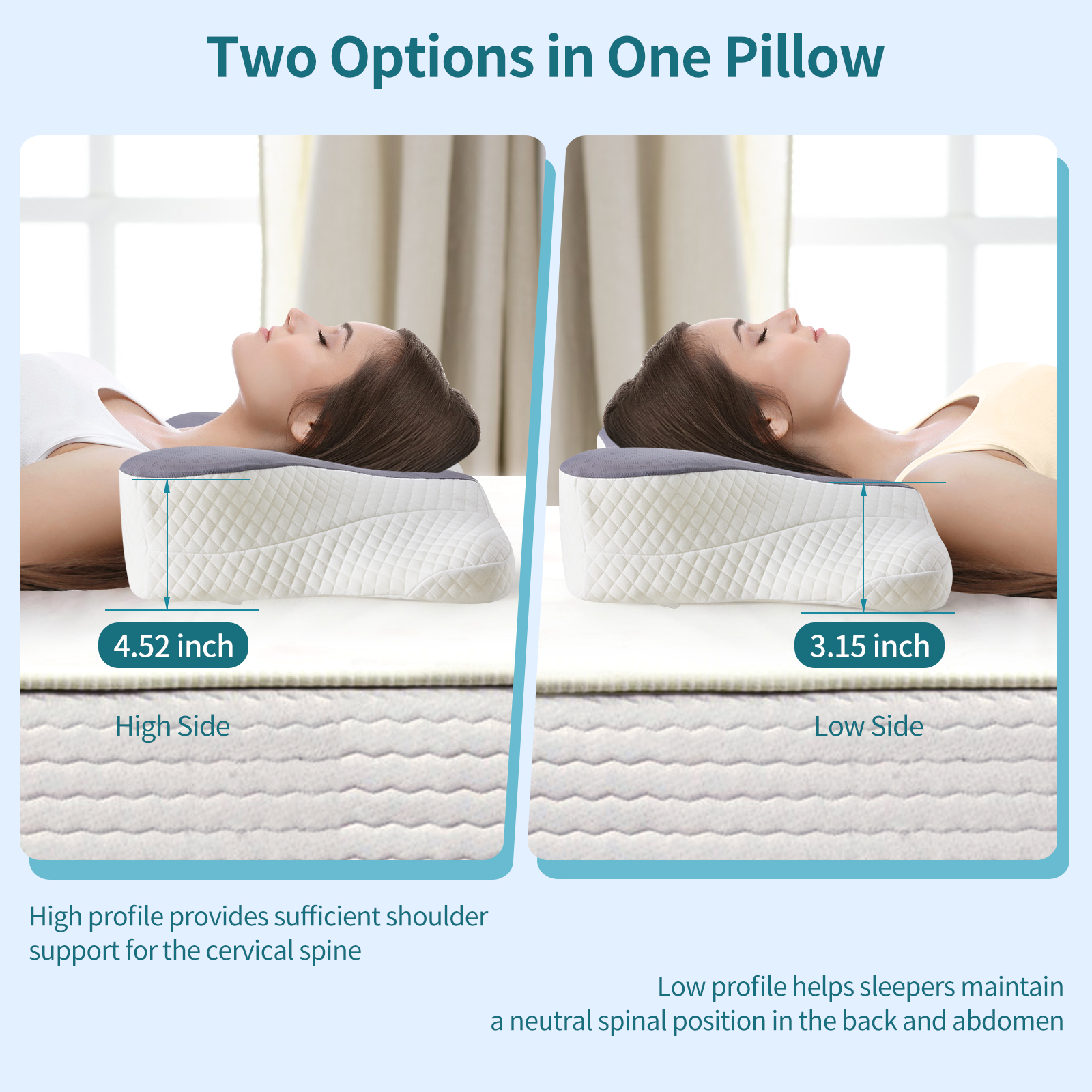 2 Pack Memory Foam Pillow, A Cooling Type Sleep Pillow Designed To Provide Neck Support When Lying On One's Side image 31