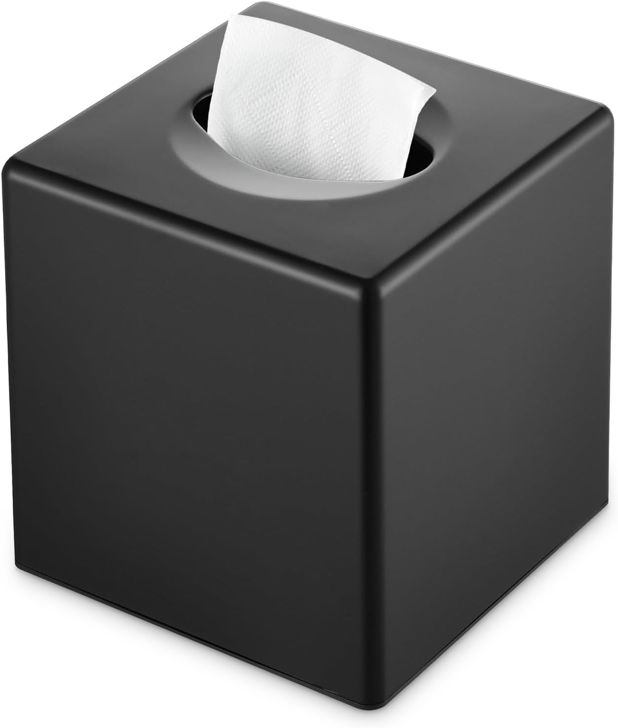 Matte Black Tissue Box Cover, Modern Square Decorative Facial Tissue Holder For Bathroom Vanity, Dresser, Nightstand And Office