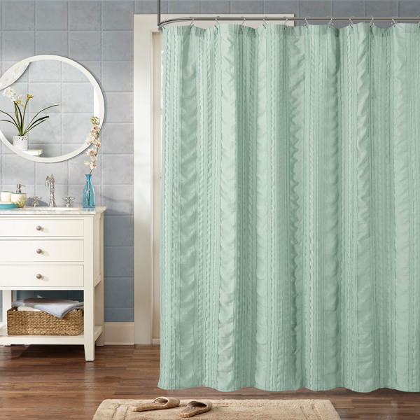 Tufted Shower Curtain - Seersucker Striped Modern Bathroom Curtain,72x72 Inch thumbnail 7