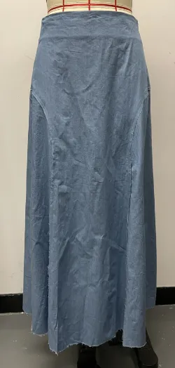 Women's High Waist Pressed Pleated Solid Color Simple Skirt Dark Blue - Shop at LoveMi