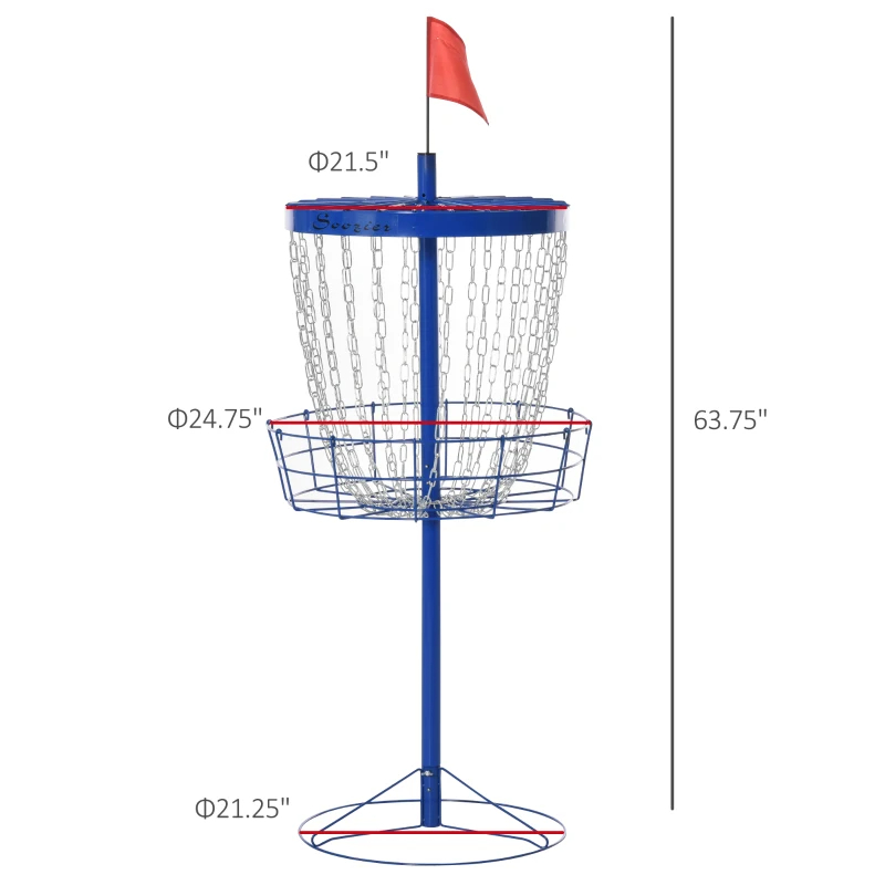Soozier Portable Disc Golf Basket Target With 24-Chain, Travel Bag, Dark Blue