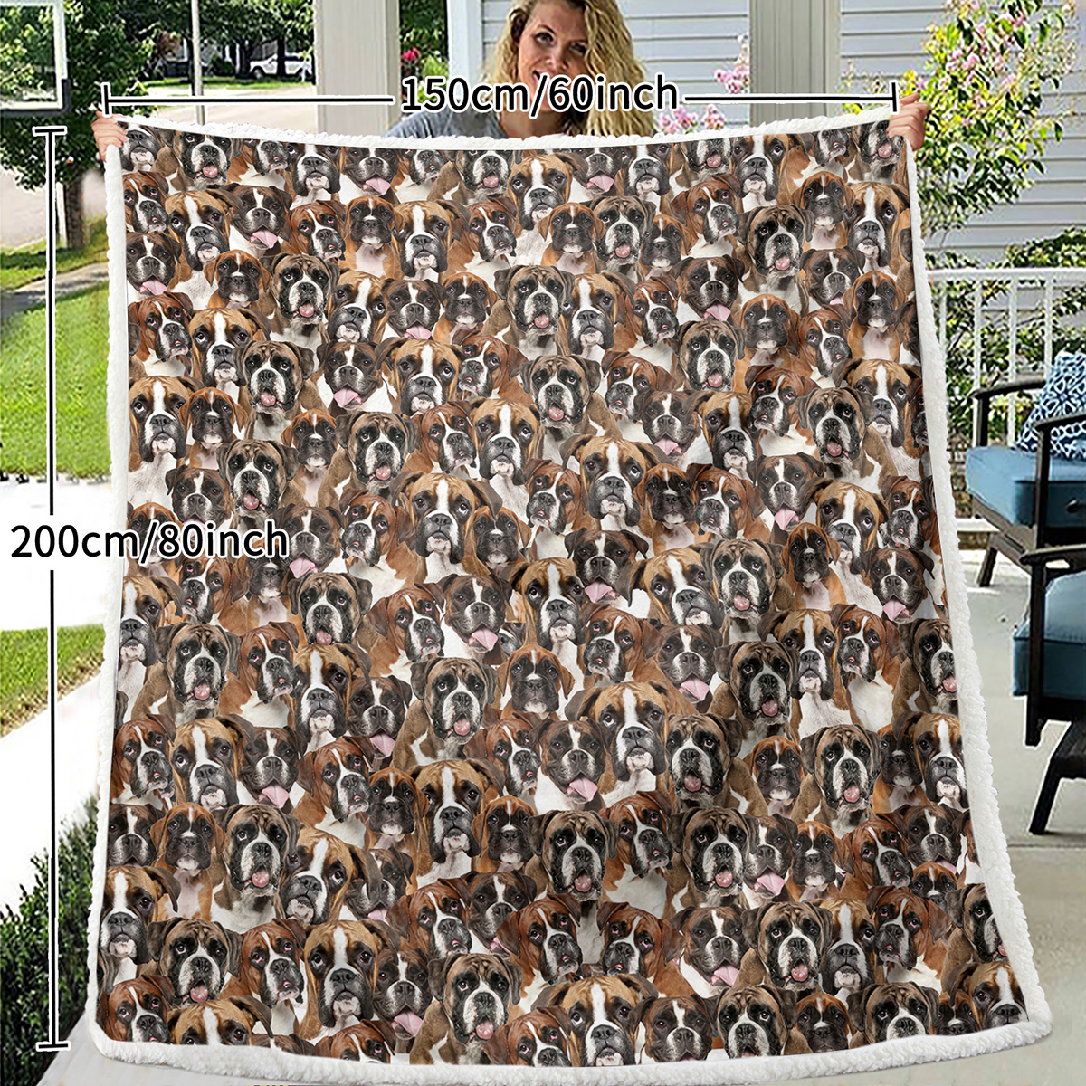 Boxer Blankets Super Soft Fuzzy Dogs Blanket For Kids Adults Cute Puppy Fleece Blanket Reversible Animal Brown Sherpa Throw Thick Lightweight Cozy Plush Blankets 8