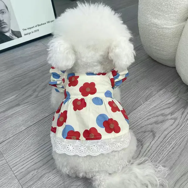 Dog Cat Floral Dress Pet Clothes Red - Shop at LoveMi