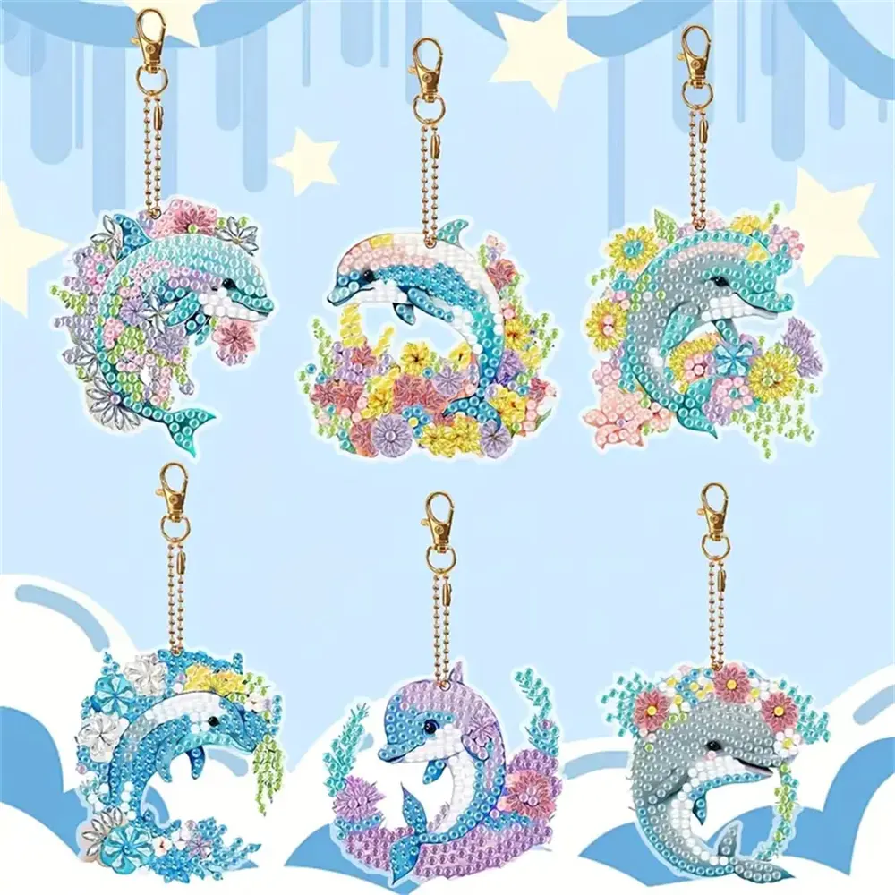DIY Diamond Painting Keychain - Dolphin Pattern