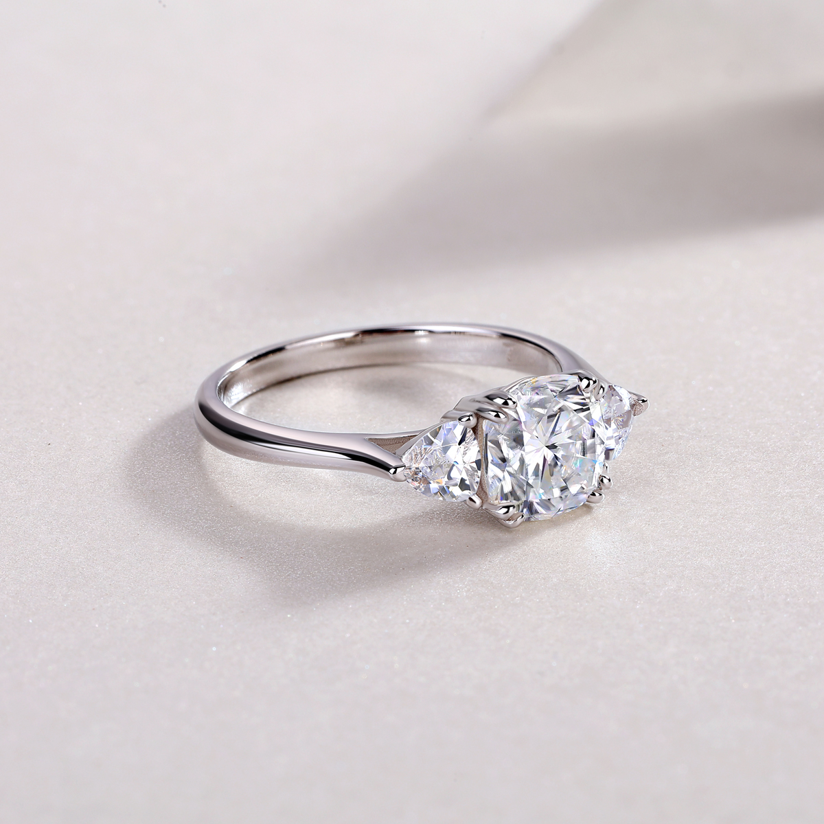 Luxury Moissanite Pillow‑Shape 7×7 Ring – S925 Sterling Silver – Large Wedding D