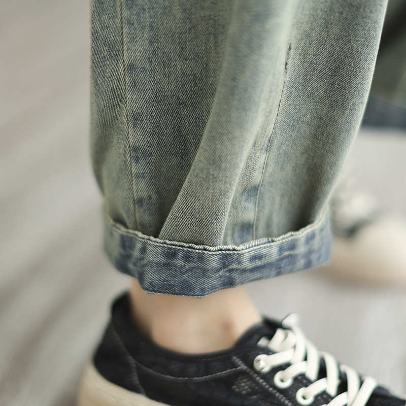 Women's Summer Retro Nostalgic Ripped Denim Overalls - Image 2