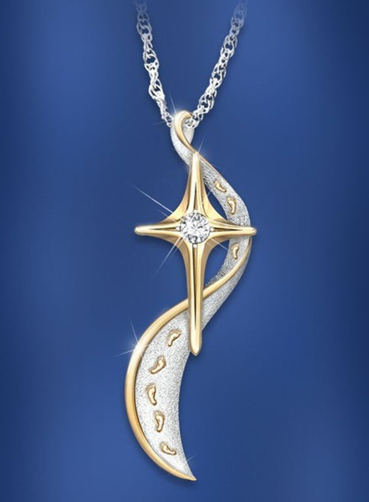 Explosive Foot Footprint Pendant  Electroplating Cross Necklace