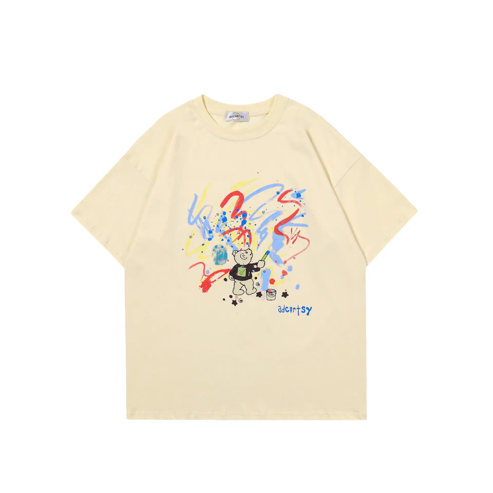 Japanese Retro Bear Graffiti Print Short Sleeve