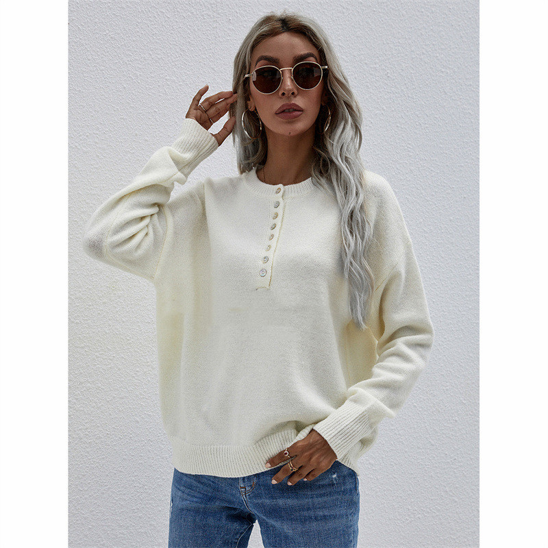 Thin Fashion Single-breasted Pullover Sweater Women
