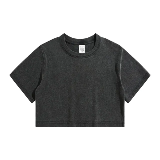 High Waist Cropped T Shirt With Navel Design Fried Snowflakes L - Shop at LoveMi