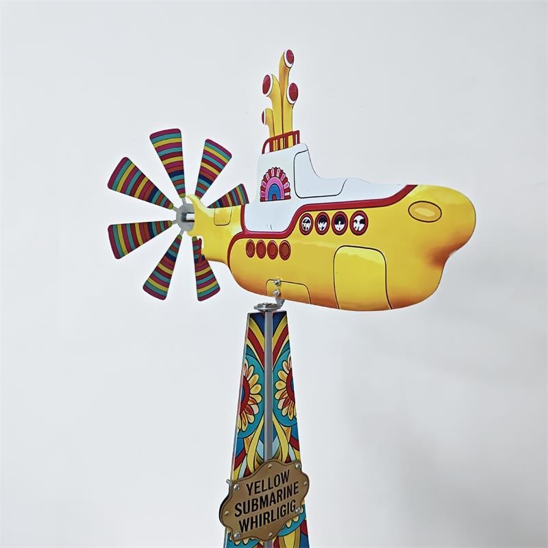 Yellow Submarine Wind Spinner,2D Heavy Duty Metal Rotating Yard Art,Garden Decor — image 9