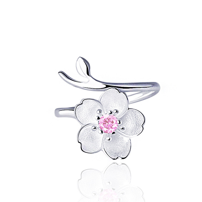 Sterling Silver Adjustable  Cherry Blossom Ring