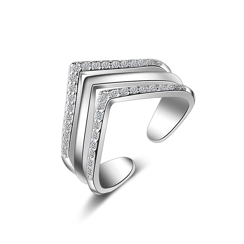 Fashion Women's Geometric Diamond Bronze Ring
