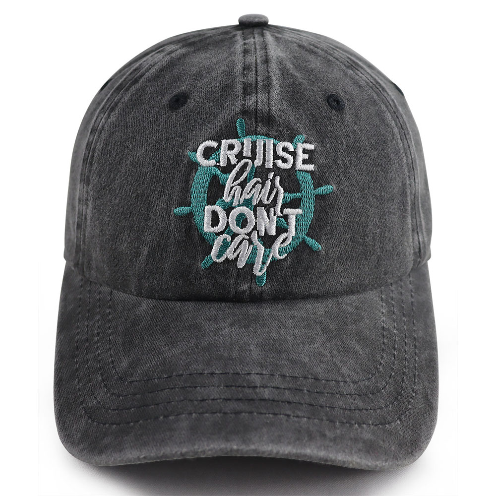 2pcs Cruise Washed Baseball Cap For Women, Cruise Hair Care Embroidery Ship Wheel Vintage Hat, Nautical Vacation Cruise Accessory — foto 3