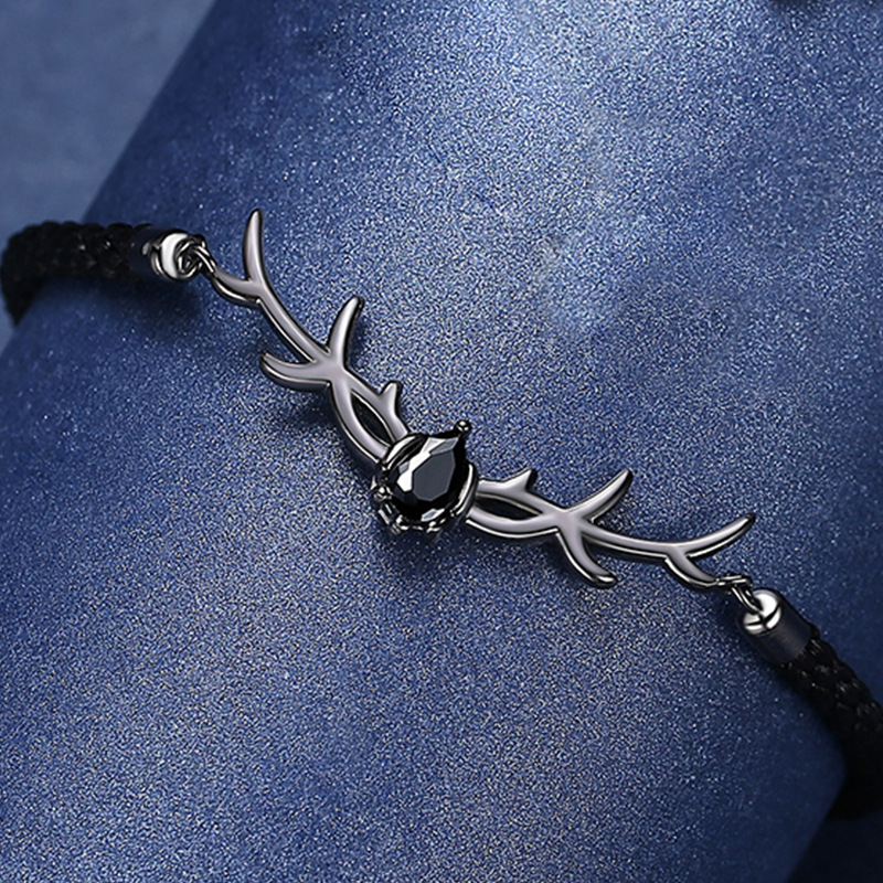 S925 Sterling Silver Couple Bracelet Agate Braided Hand Rope Female Korean Ins Bracelet