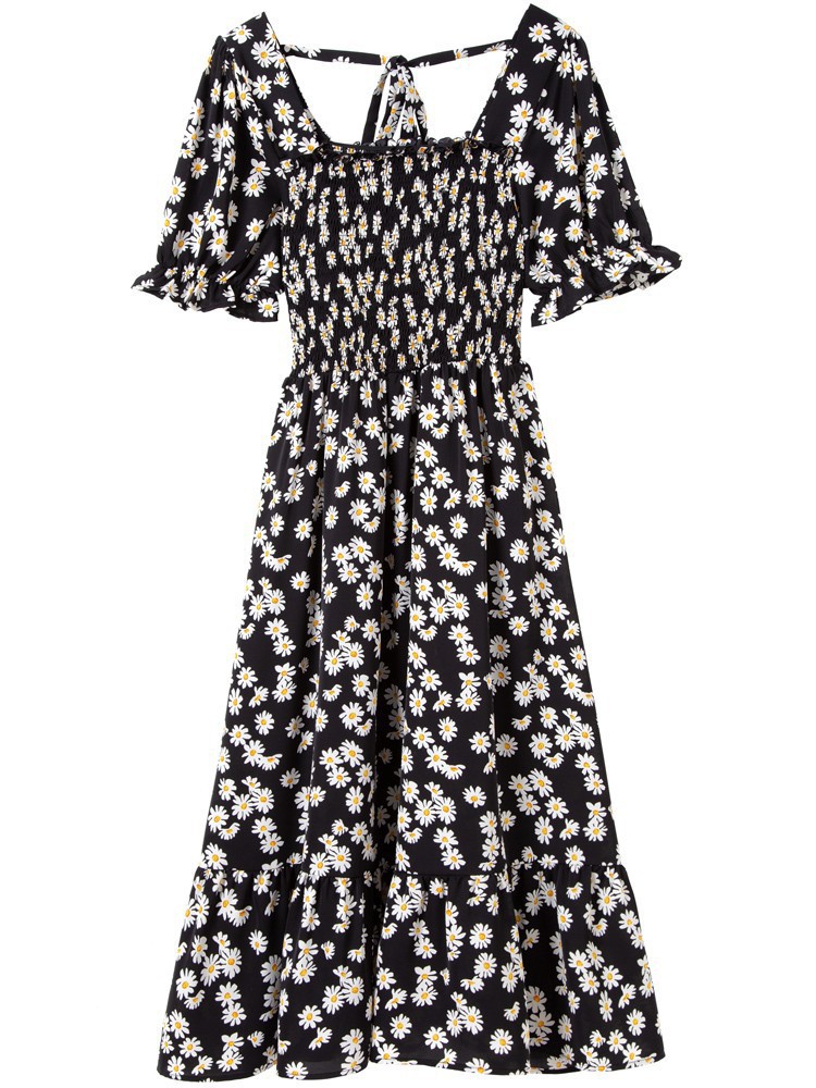 Square Neck Daisy Floral Fairy Dress