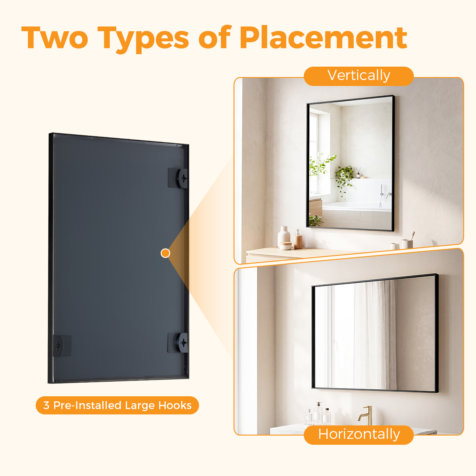 Bathroom Mirror, With Brushed Aluminum Frame, Rectangular Design, Square Corners At All Four Sides, Suitable For Wall Decoration In Home. image 5