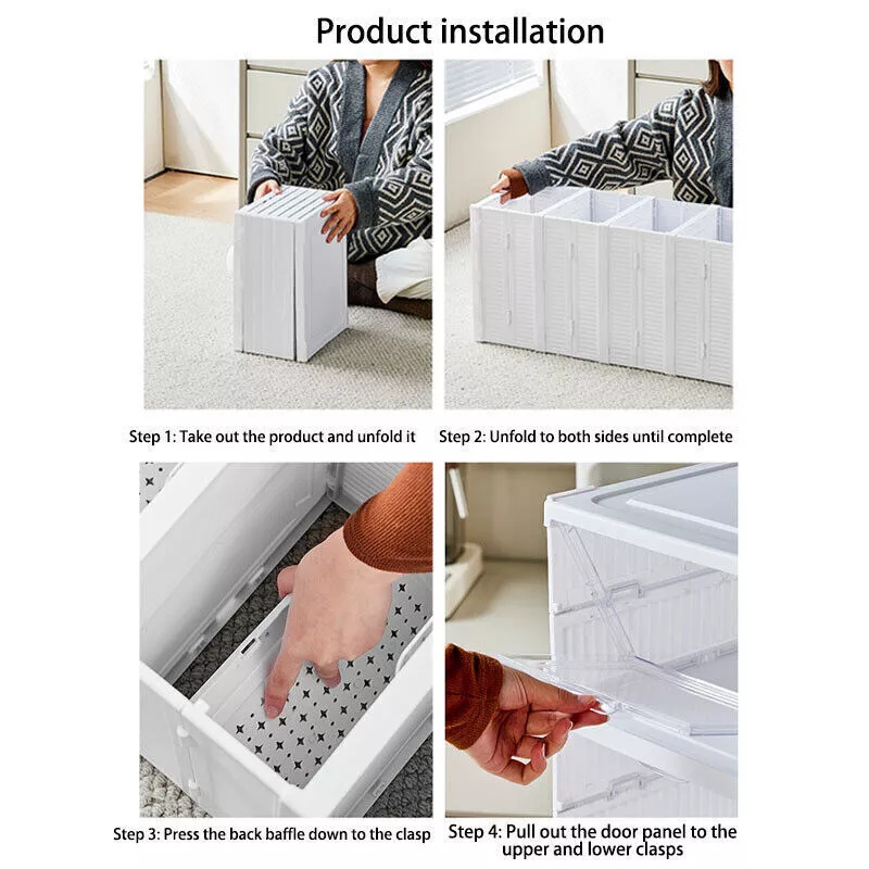 6 Tier Plastic Shoe Storage Box Stackable Foldable Boxes Trainers Organiser — image 3