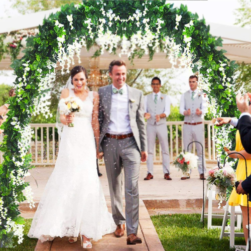7.9FT Garden Arch Trellis Arched Balloon Climbing Plant Metal Tubular Archway — image 7
