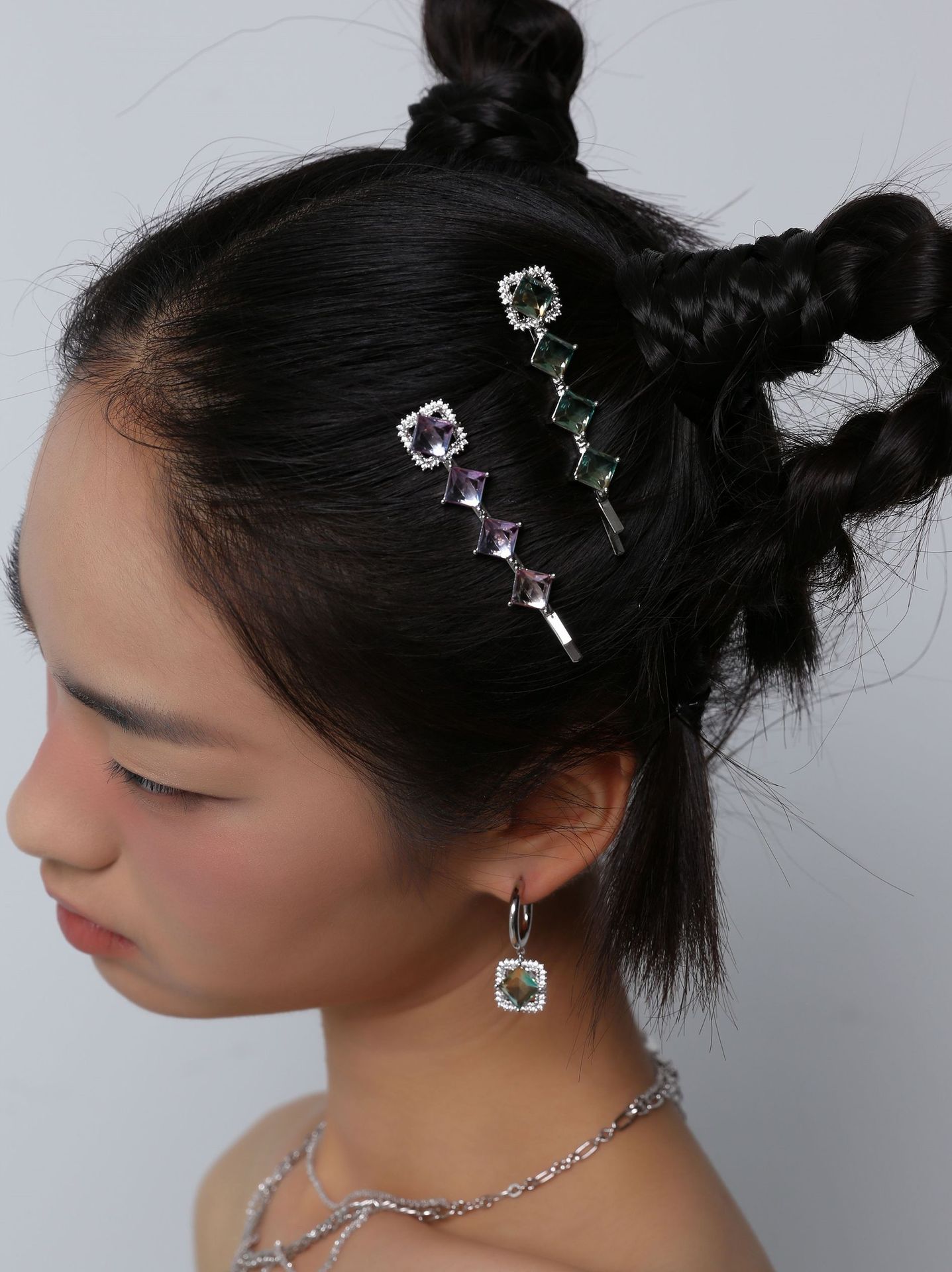 Gradient Tourmaline Earrings Jewelry Female French Earrings