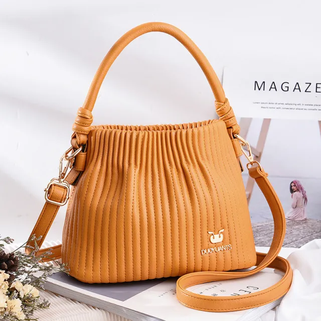 Embroidered Thread Pattern Handbag Super Soft Texture Small Retro Nostalgic Handbag Yellow - Shop at LoveMi