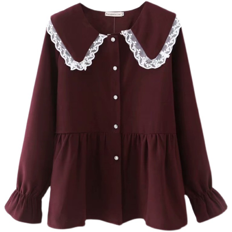 Title 3, Loose Age-reducing Casual Doll Collar Long-slee...