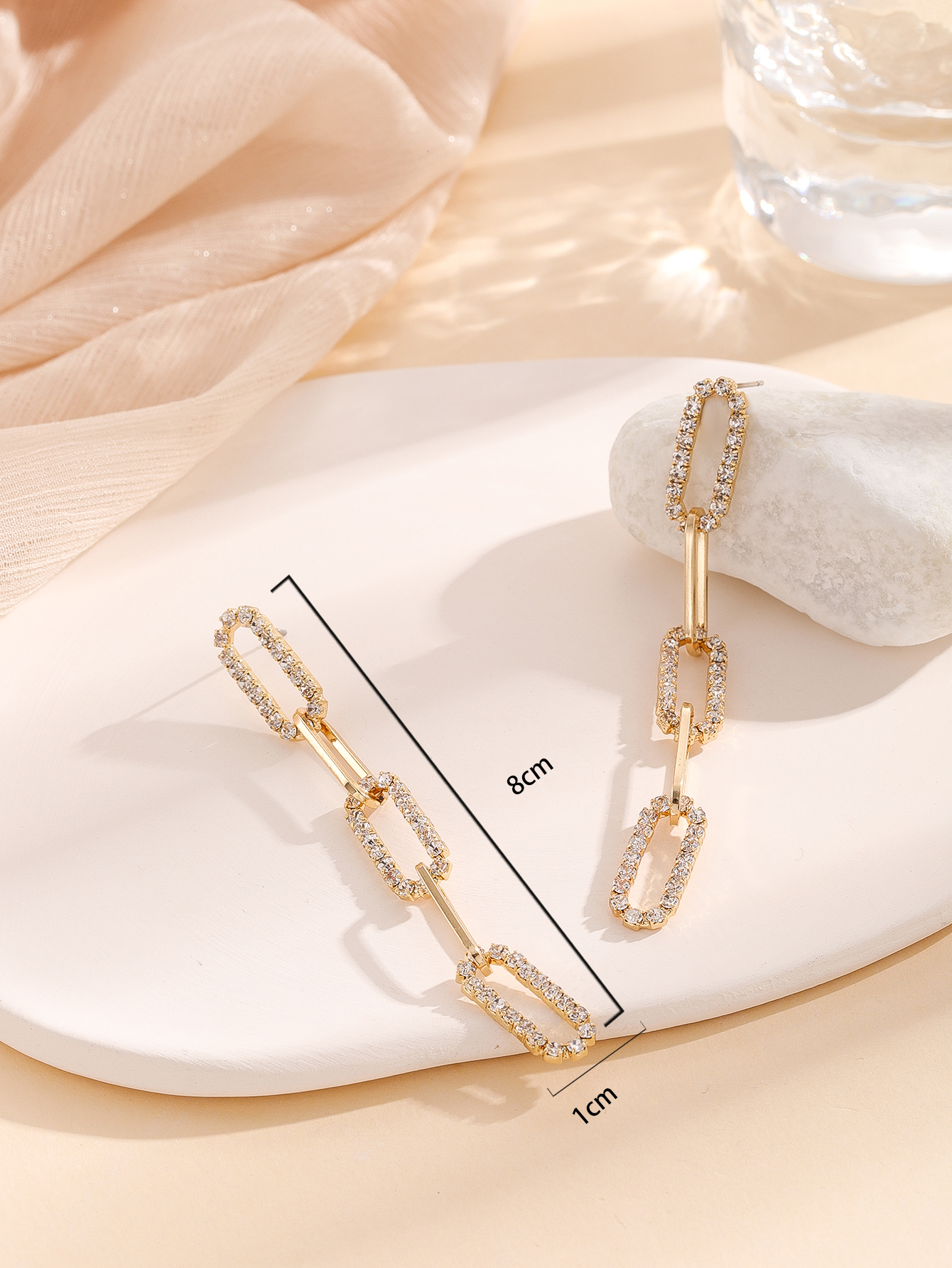 European And American Exaggerated Chain Style Diamond Long Earrings