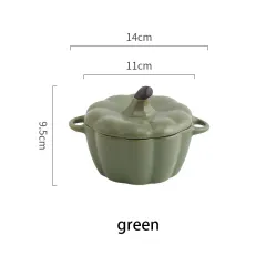 Ceramic Baking Bowl With Two Ears Insulated From Water - Dark Green - View 1