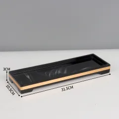 Light Luxury Storage Tube Nordic Electric Toothbrush Holder - Ink Black Small Long Tray - View 1