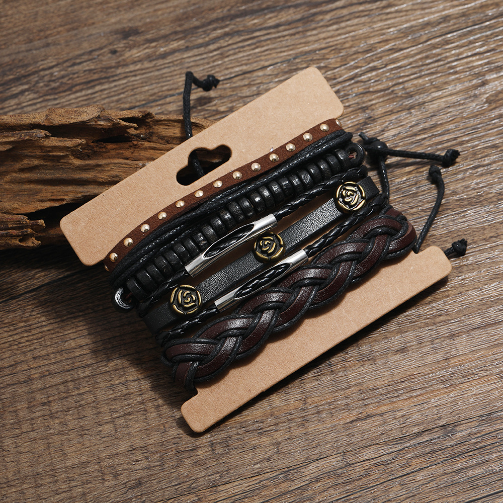 European And American Manufacturers Wholesale Rose Vintage Leather Bracelet