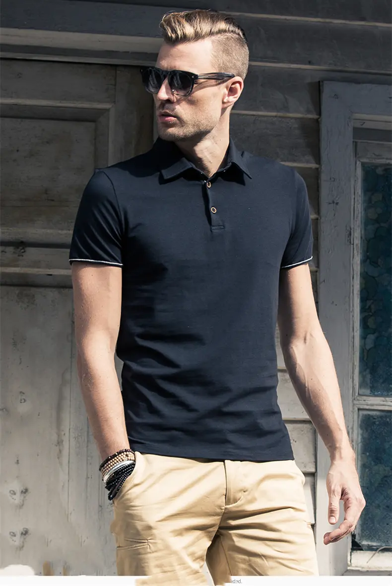 Slim-fit Business Lapel T-shirt With Collar Top