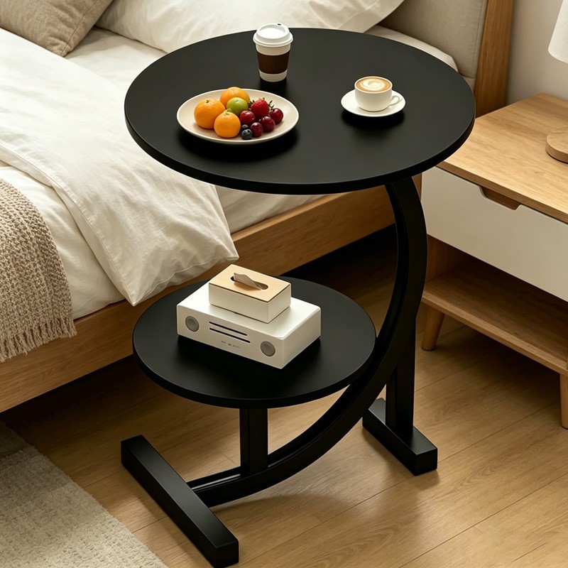 2 Tier Side Table C Shaped Sofa End Table Coffee Laptop Desk Living Room Bedroom