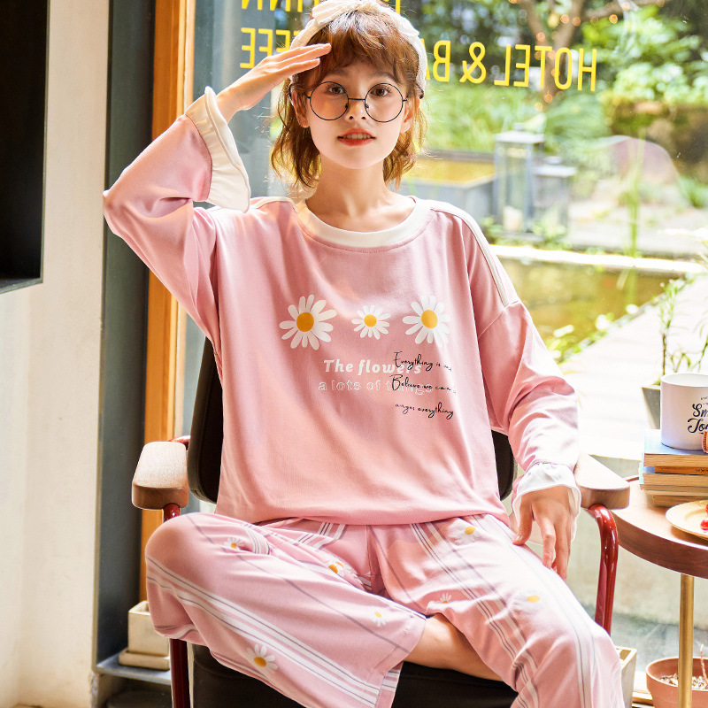 Title 5, Cotton long-sleeved trousers ladies pajamas set