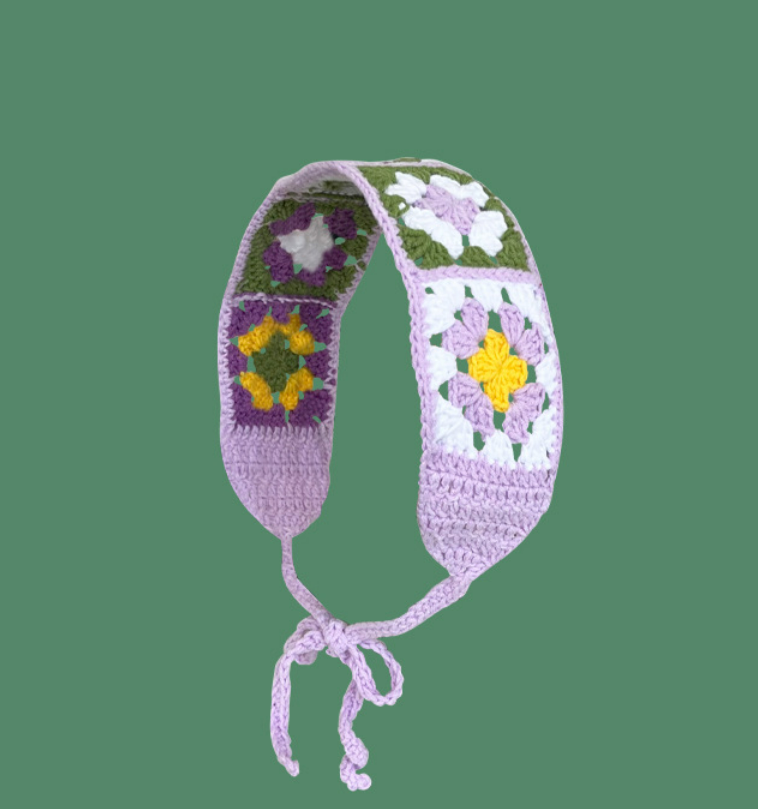 Title 1, Retro Flower Knit Kerchief Female Spring And Su...