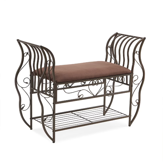 Vintage looking Upholstered Shoe Rack Bench