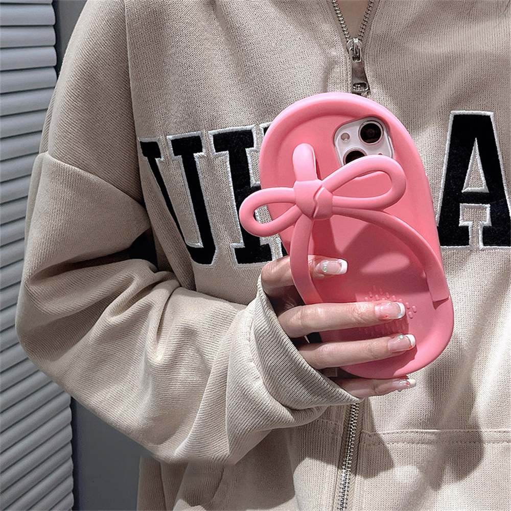 Bowknot Human Slippers Silicone Phone Shell