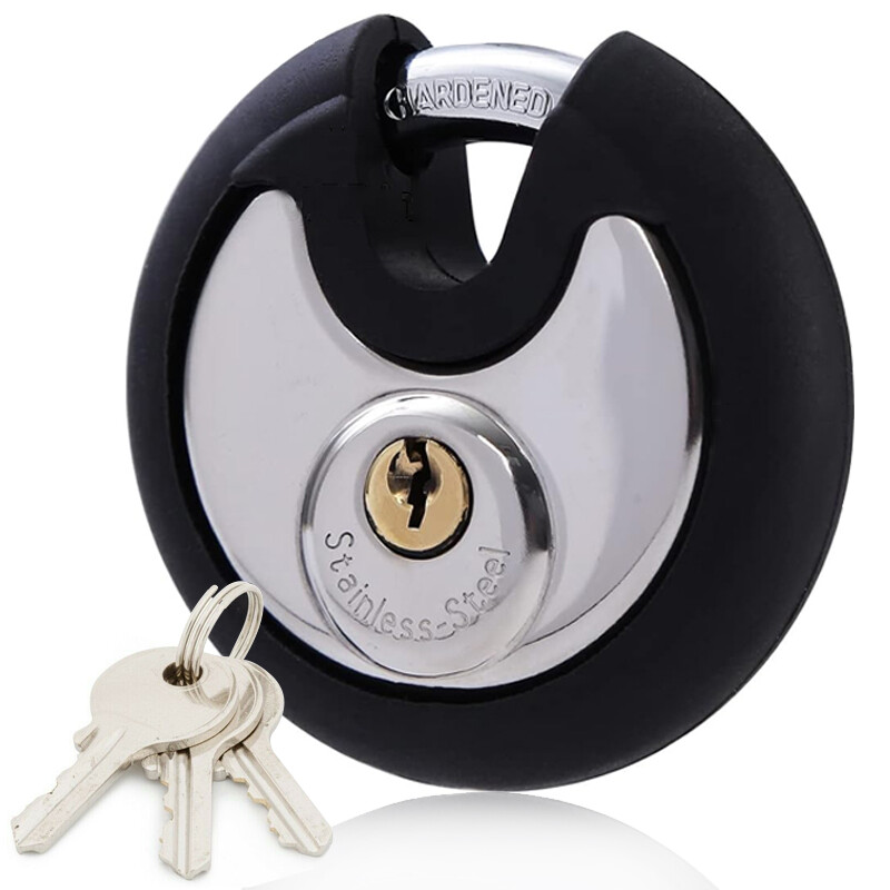 70 Mm Stainless Steel Heavy Duty Round Disc Padlock Secure Door Lock With Keys — image 4