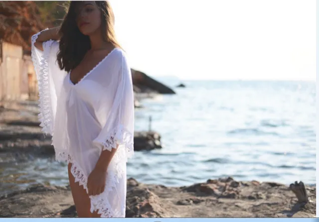 Lace Hollow Crochet Swim Suit Swimwear Beach Dress White - Shop at LoveMi
