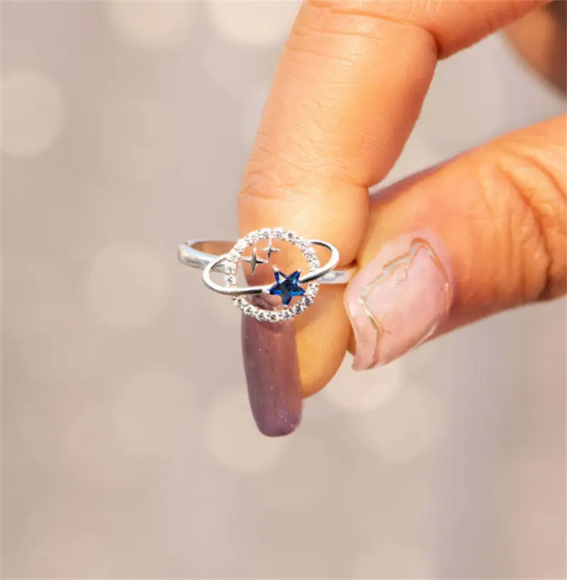 Planet Pentagram Zircon Tail S925 Sterling Silver Ring