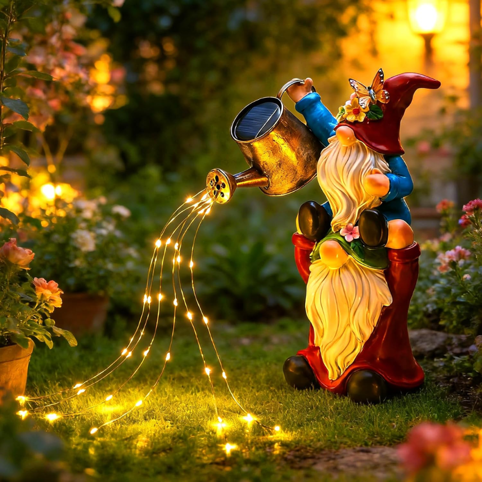 Solar Garden Gnomes Outdoor Statue Birthday Gifts For Women Hand Painted Resin, IP65 Waterproof Garden Decor For Patio Lawn Yard Christmas 3