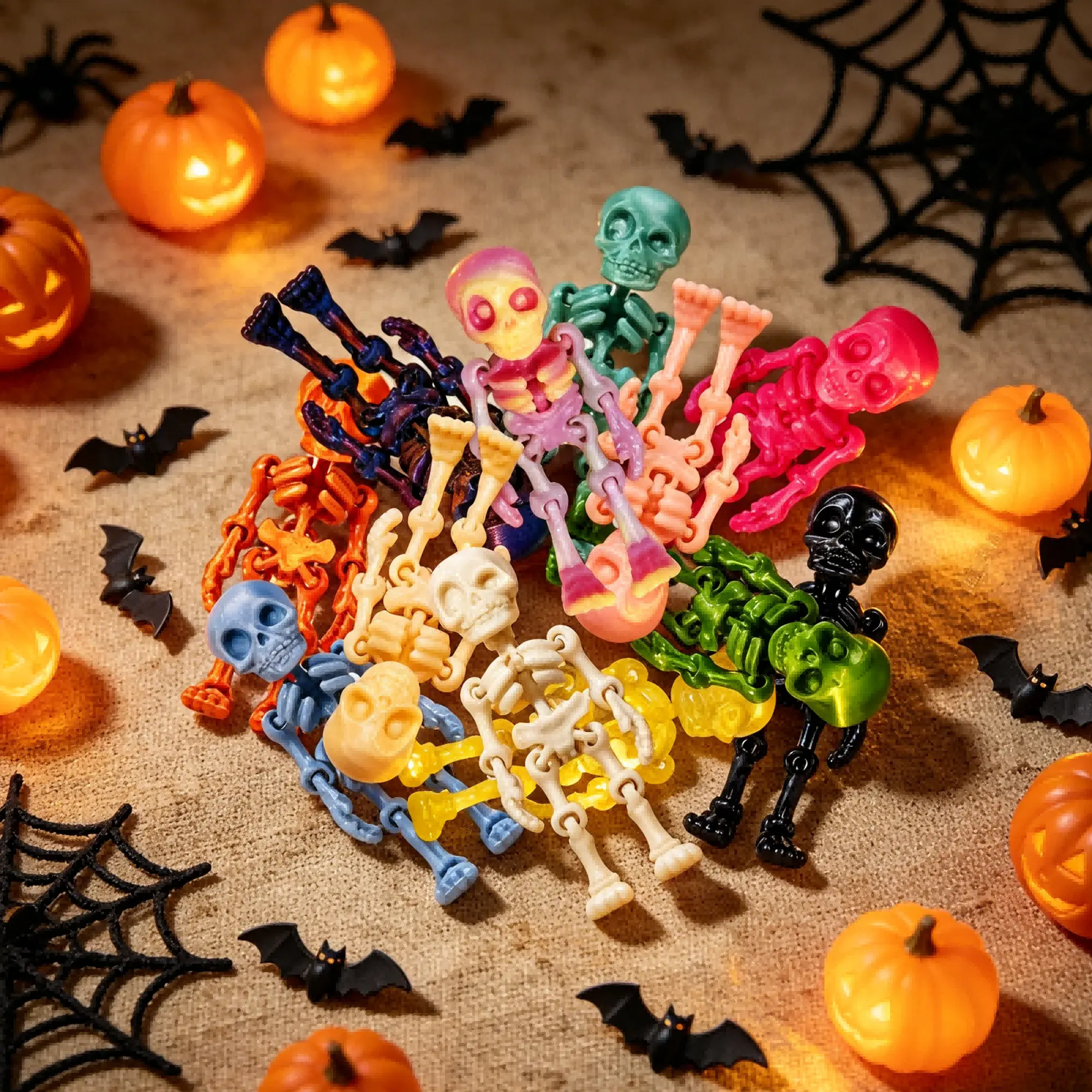 3D Printed Mini Skeleton Decorations Articulated Halloween