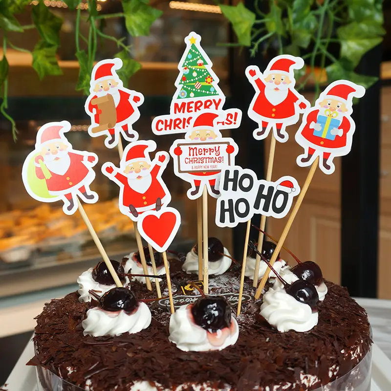 Set Of Cartoon Santa Claus Cake Card
