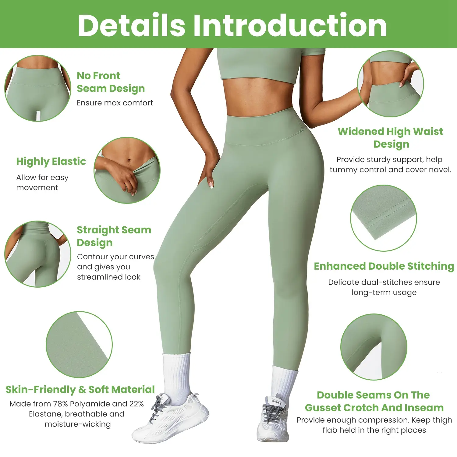 4 Sizes-5 Colors Option -- 1Pc Women's High Waist Workout Leggings Tummy Control Compression Yoga Tight Pants Gym Pants Athletic Running Leggings With 25In Inse
