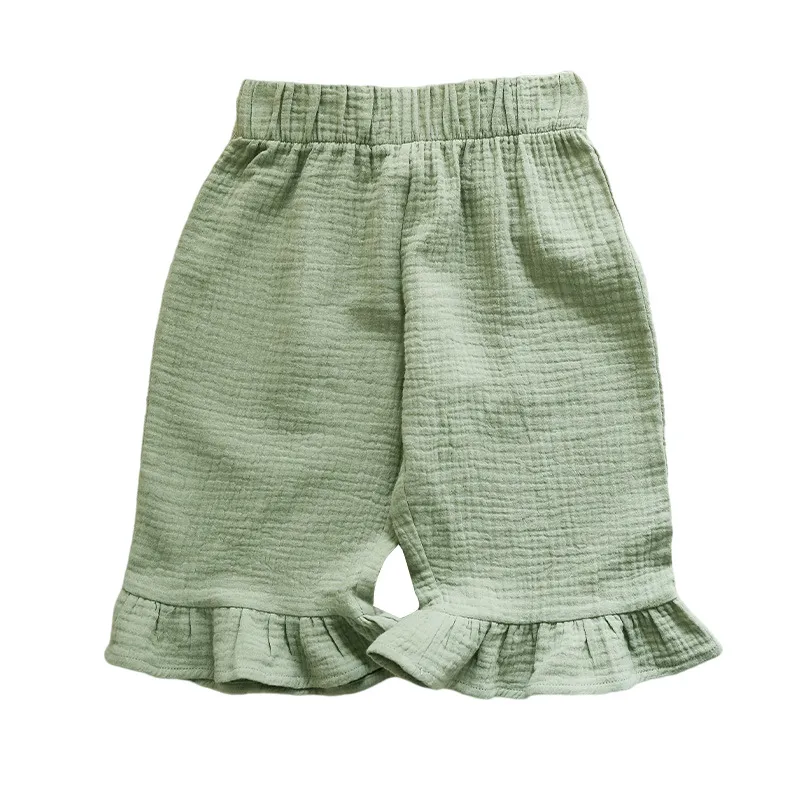 Girls' All Match Cotton Ruffled Shorts - Green