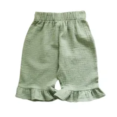 Girls' All Match Cotton Ruffled Shorts - Green - View 1
