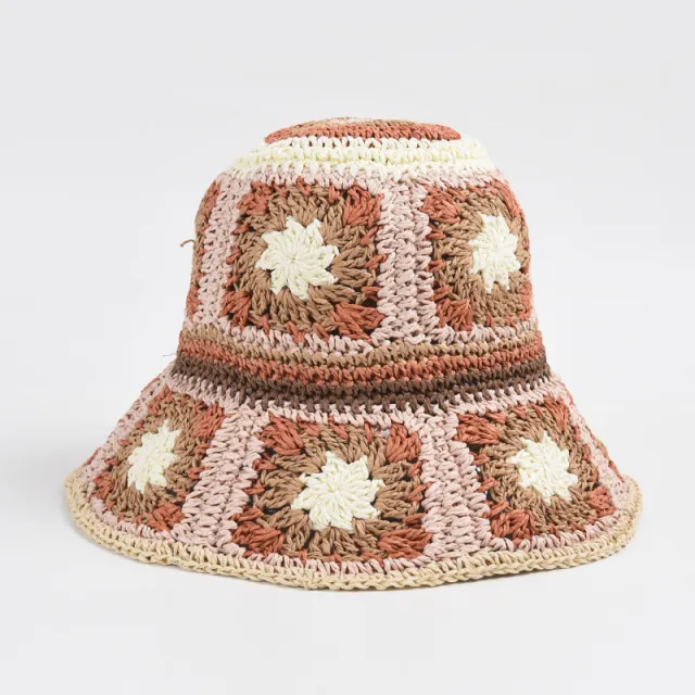 Hat Female Hand Crochet Papyrus Sun Foldable Orange - Shop at LoveMi